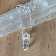 Sterling Silver Clear Quartz Point Pendant Necklace - Empaness