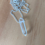 Sterling Silver Clear Quartz Point Pendant Necklace - Empaness