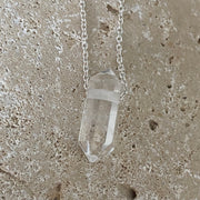 Sterling Silver Clear Quartz Point Pendant Necklace - Empaness