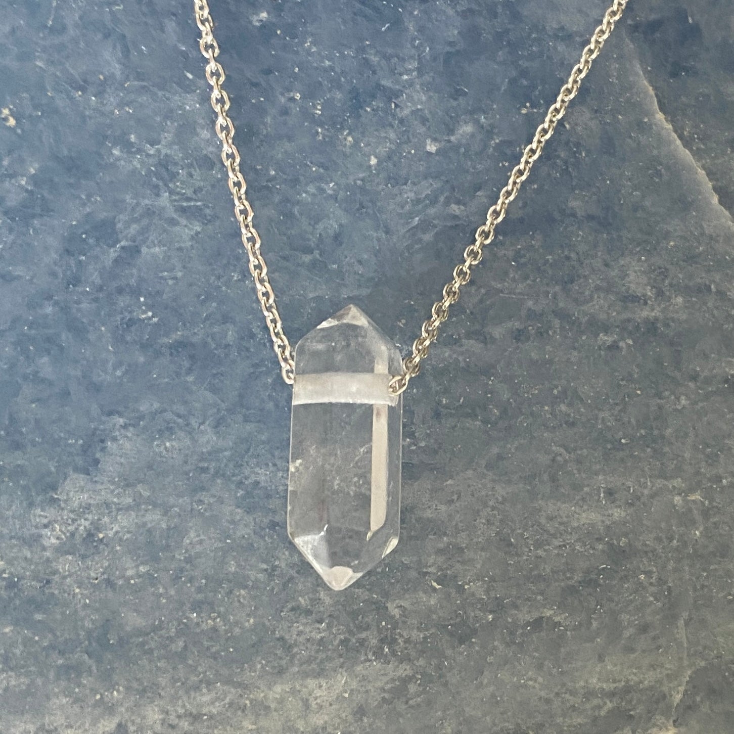 Sterling Silver Clear Quartz Point Pendant Necklace - Empaness