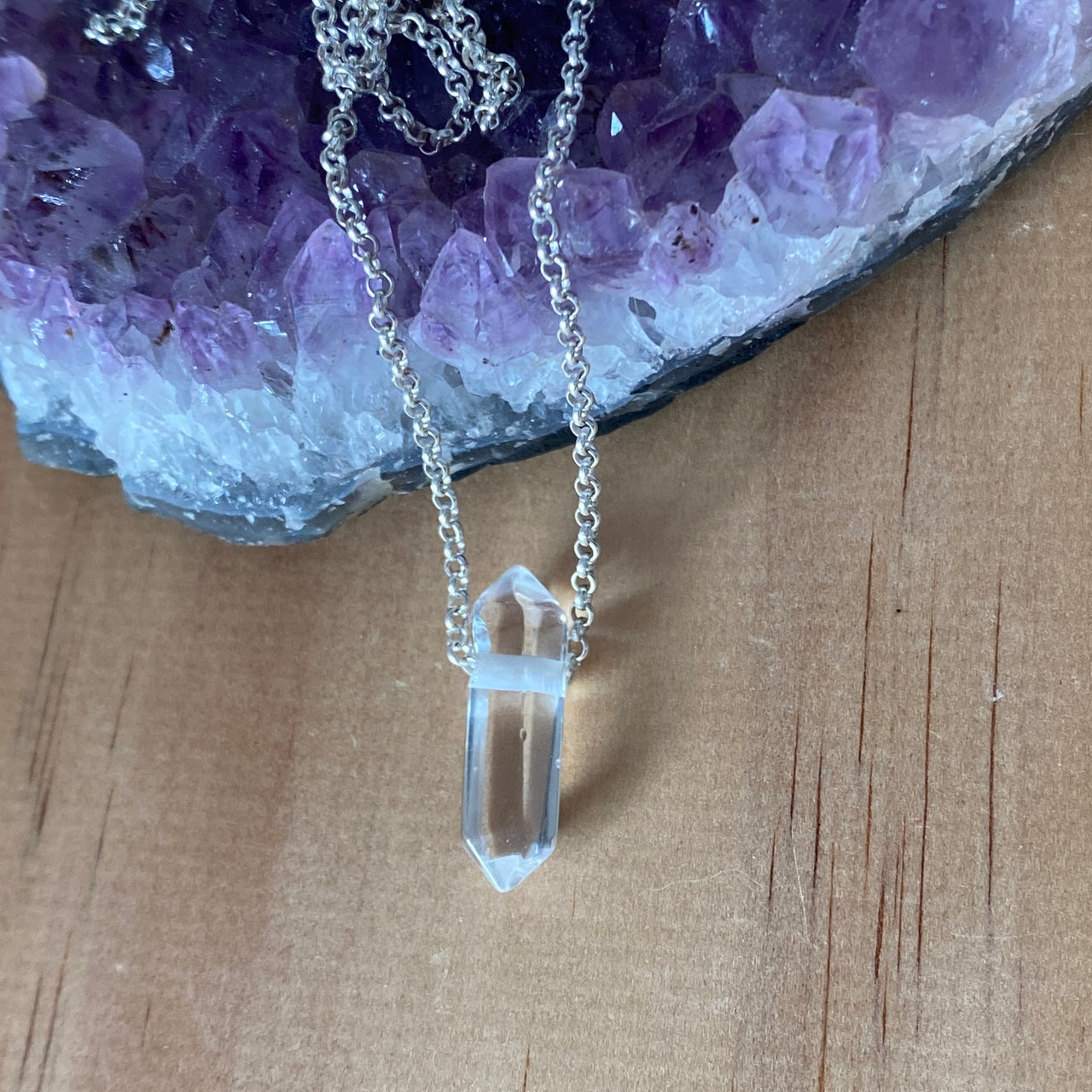 Sterling Silver Clear Quartz Point Necklace