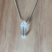 Sterling Silver Clear Quartz Point Pendant Necklace - Empaness