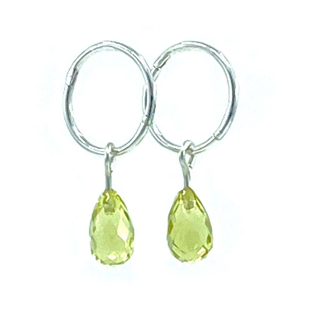 Lemon Quartz Sterling Silver Hoop Earrings - Empaness