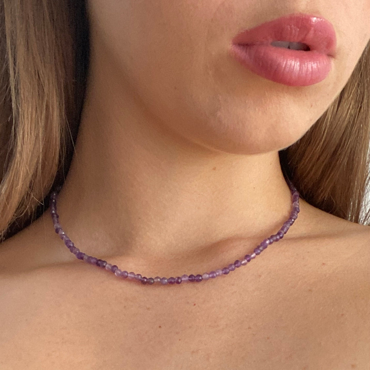Solid 9 Carat Yellow Gold Amethyst Necklace - Empaness