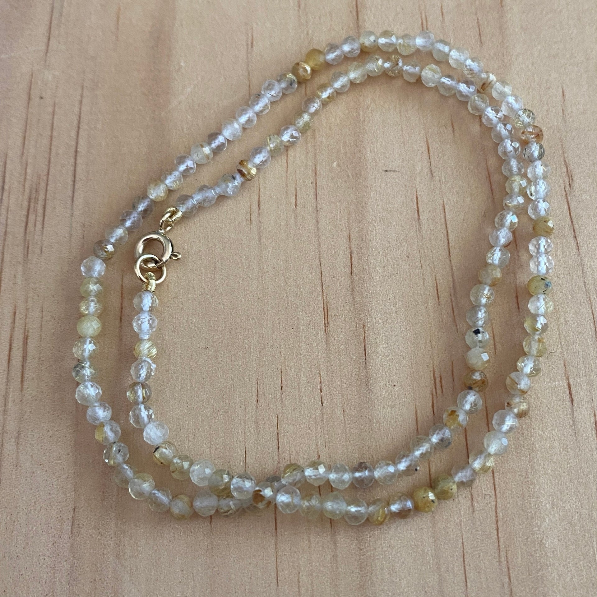 Solid 9 Carat Yellow Gold Golden Rutile Quartz Necklace - Empaness