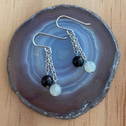 Sterling Silver Moonstone & Red Garnet Earrings - Empaness