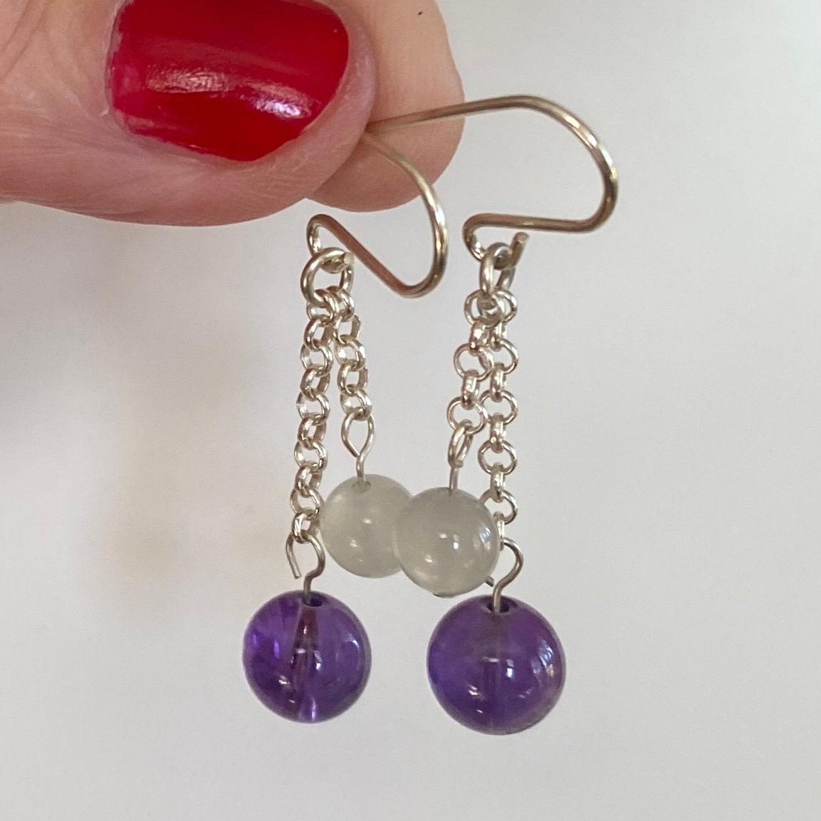 Amethyst & Moonstone Sterling Silver Earrings - Empaness