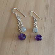 Amethyst & Moonstone Sterling Silver Earrings - Empaness