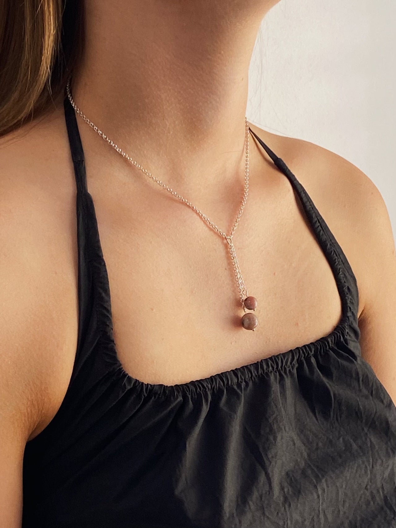 Sterling Silver Cherry Blossom Agate Necklace - Empaness