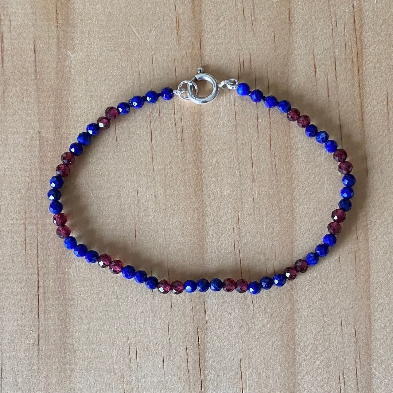 Sterling Silver Lapis Lazuli & Red Garnet Bracelet - Empaness