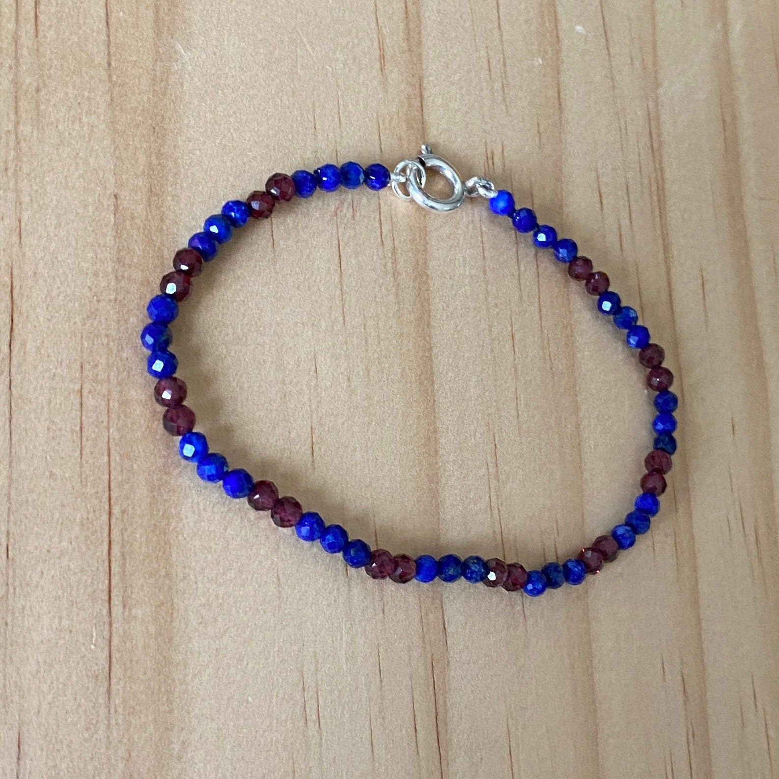 Sterling Silver Lapis Lazuli & Red Garnet Bracelet - Empaness