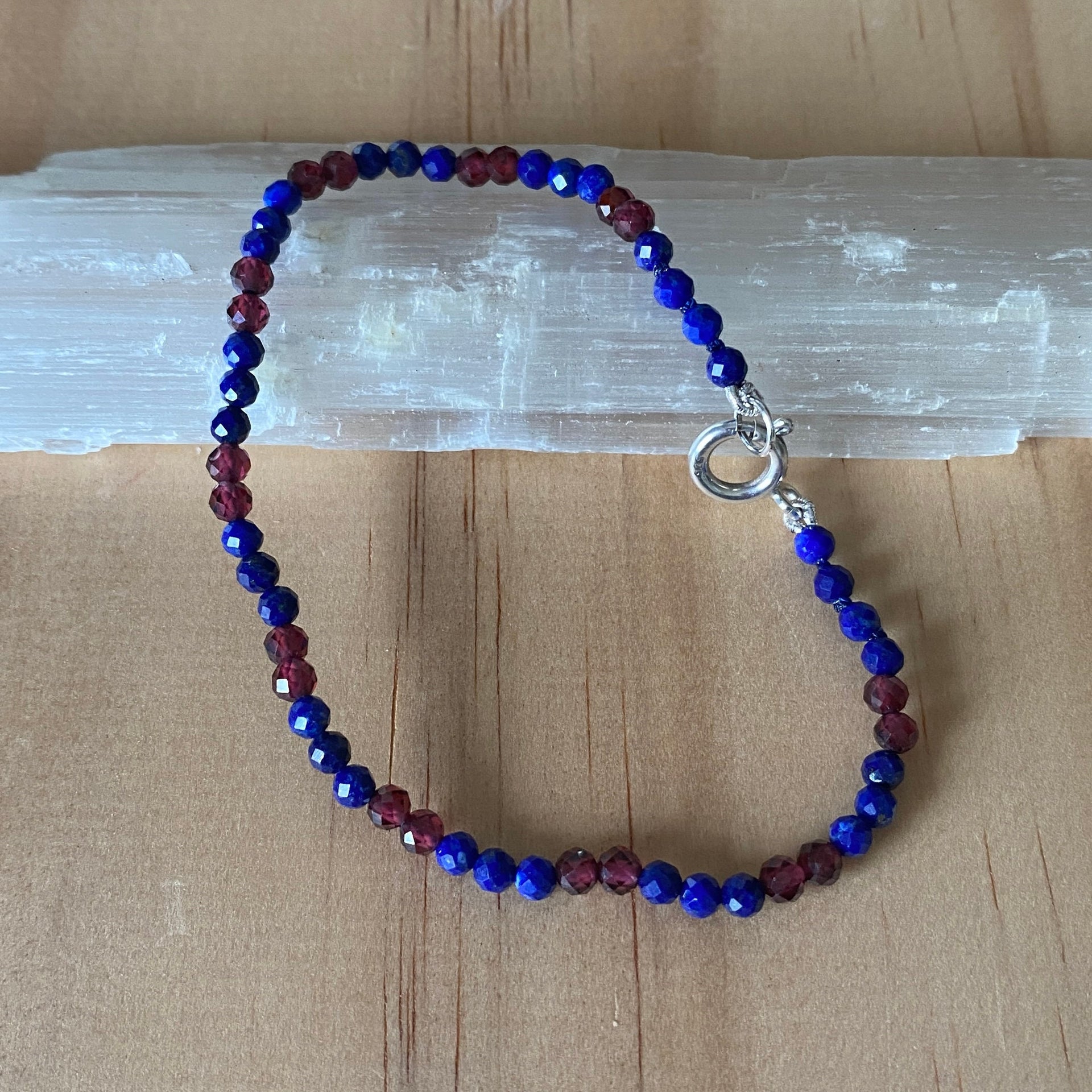 Sterling Silver Lapis Lazuli & Red Garnet Bracelet - Empaness