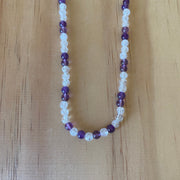 Amethyst & Crackled Clear Quartz Sterling Silver Necklace - Empaness