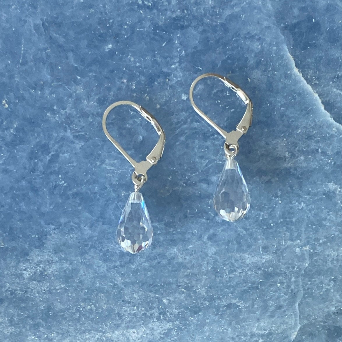 Sterling Silver White Cubic Zirconia Briolette Earrings - Empaness