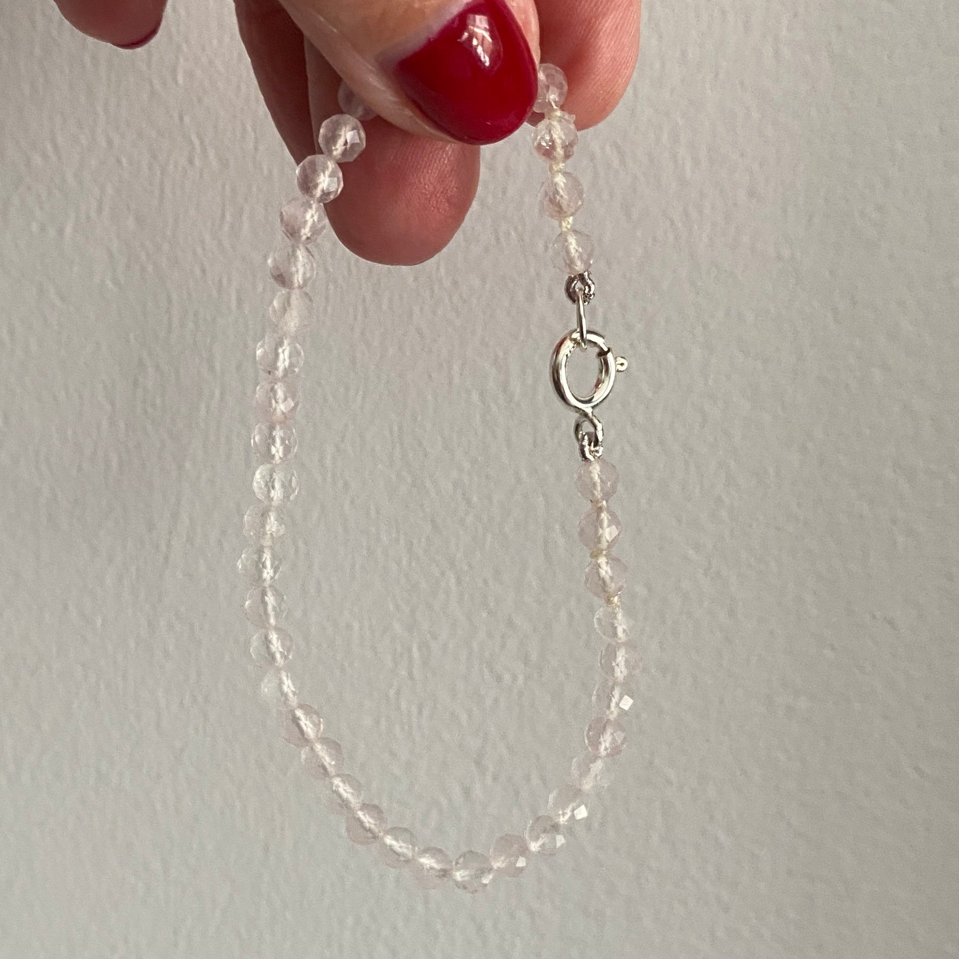 Sterling Silver Madagascar Rose Quartz Bracelet - Empaness