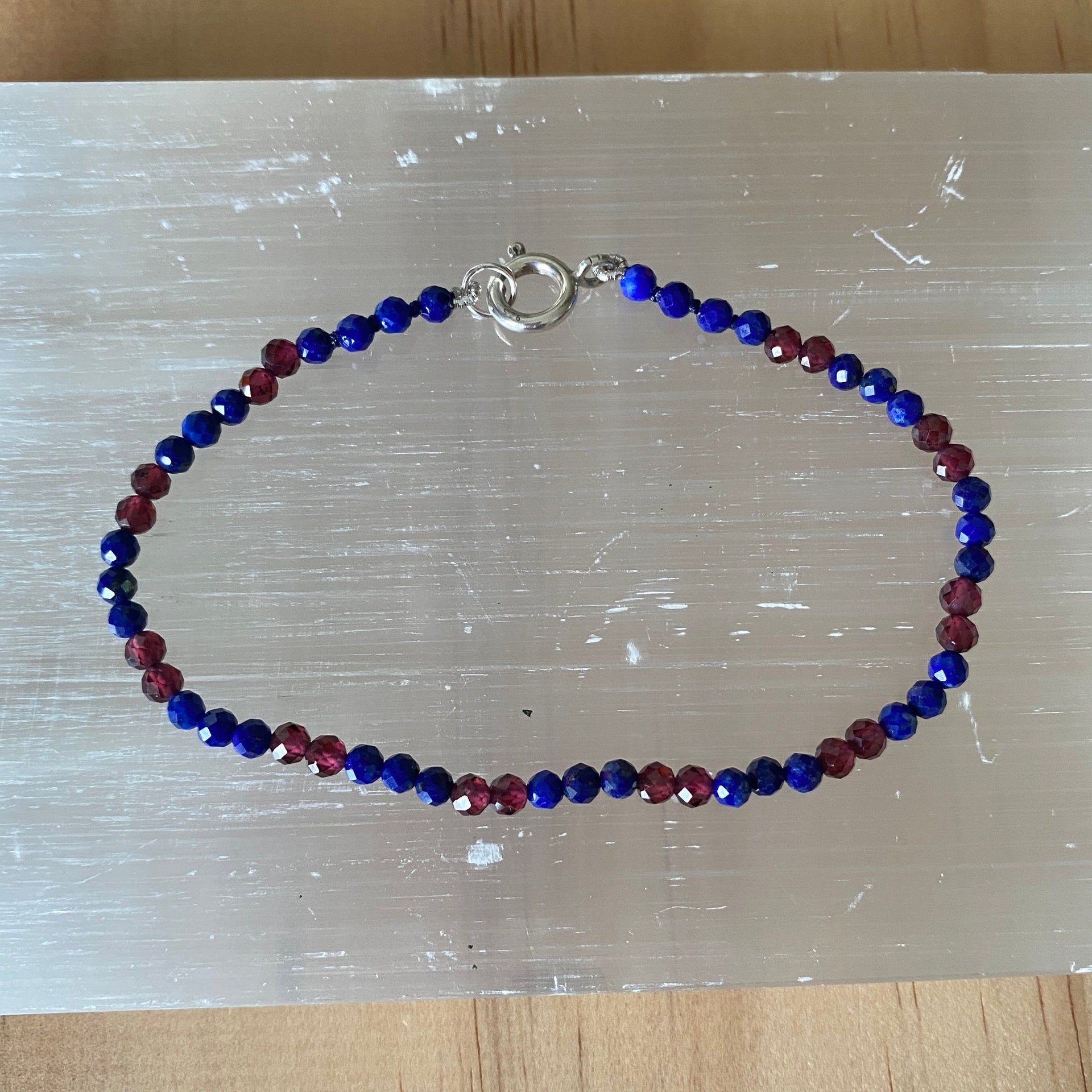 Sterling Silver Lapis Lazuli & Red Garnet Bracelet - Empaness