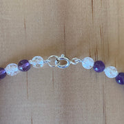 Amethyst & Crackled Clear Quartz Sterling Silver Necklace - Empaness