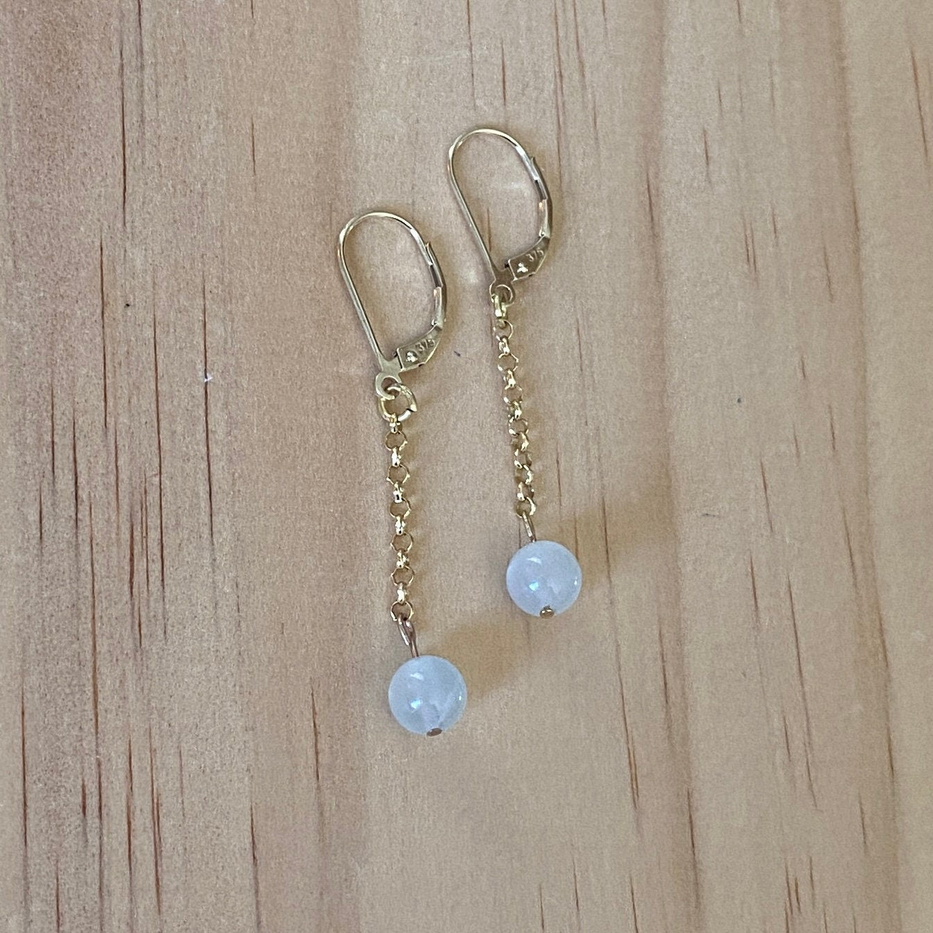 Solid 9 Carat Yellow Gold Moonstone Earrings - Empaness